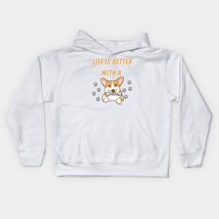 Life is better with a dog Kids Hoodie